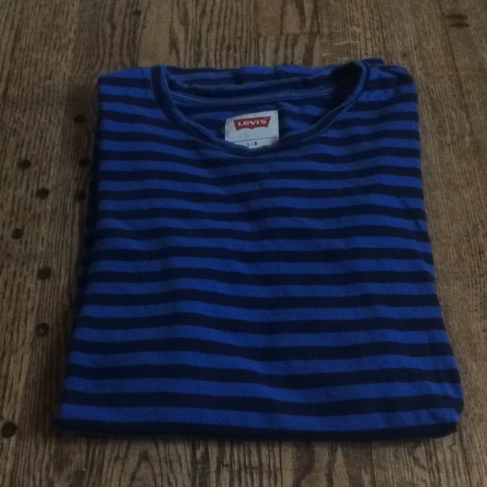 Levis Blue Striped T-shirt Mens Size Large - Picture 3 of 5